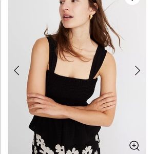 Madewell Black Smocked Peplum Tank XS